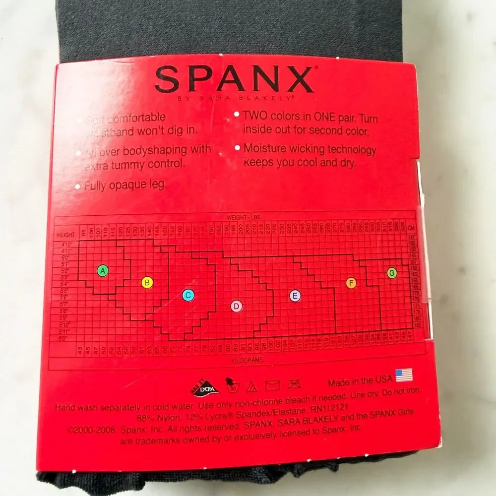 Spanx Tight-End Tights Reversible Bodyshaping Tights Black/Gray Size A NIP